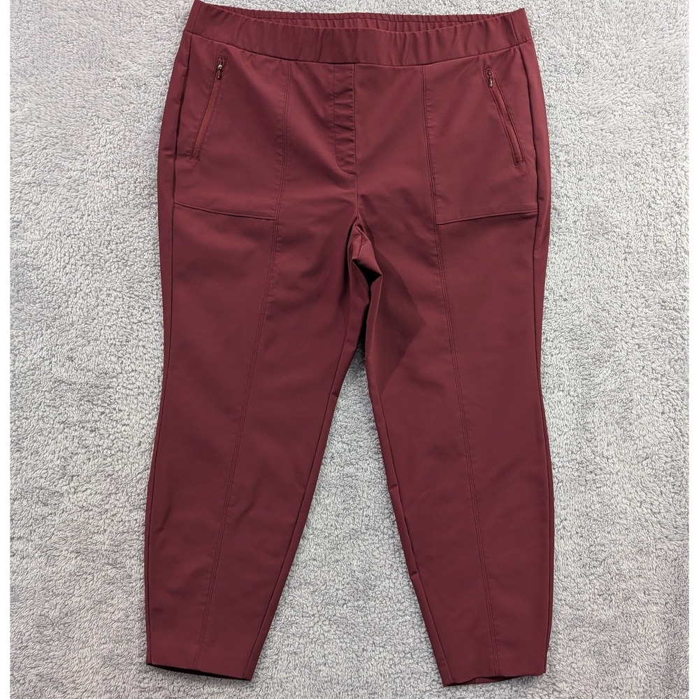 Lane Bryant Women's On the Go Mid-Rise Ankle Pants Size 20 Burgundy Stretch‎